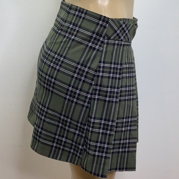 Joe BenBasset Size Large Green Checkered Pleated Elastic Waist Skirt. New - Picture 4 of 6